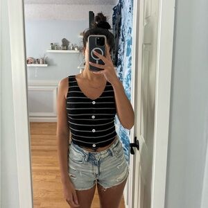 Black and white striped tank top